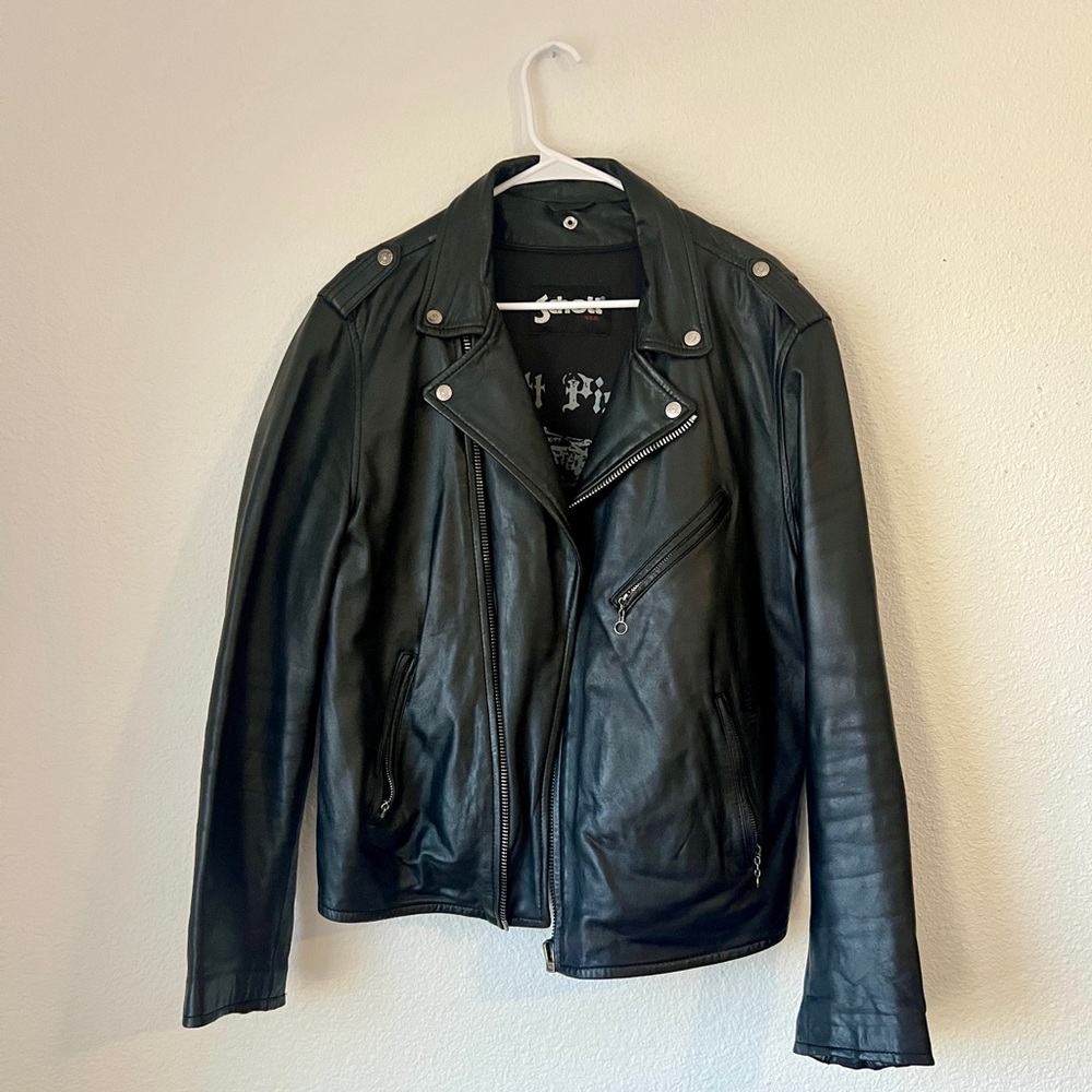 Schott NYC Lambskin Leather Motorcycle Jacket “W14th St Pistons” (XL)